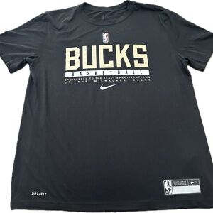 Nike Milwaukee Bucks Dri-Fit Basketball Tee Shirt Black NBA Men’s [Medium]